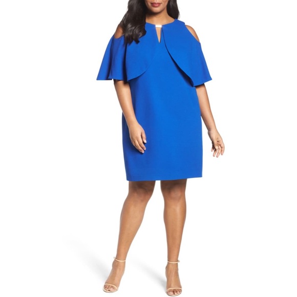 London Times Dresses & Skirts - LONDON TIMES Cold Shoulder Cape Dress